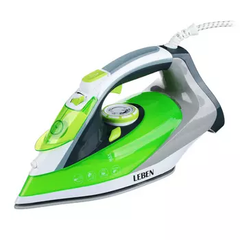 LEBEN Утюг с отпаривателем 2200 Вт, подошва - керамика, защита от капель и накипи, автоотключение 249-009