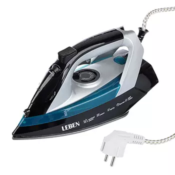 LEBEN Утюг с отпаривателем 2400 Вт, подошва - тефлон, морская гладь 249-023