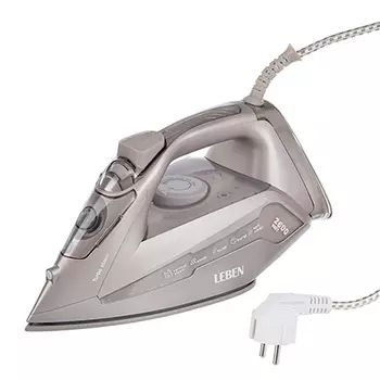 LEBEN Утюг с отпаривателем 2600 Вт, подошва - керамическое покрытие, розовое золото 249-024