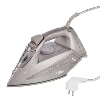 LEBEN Утюг с отпаривателем 2600 Вт, подошва - керамическое покрытие, розовое золото 249-024