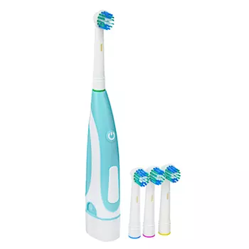 LEBEN Зубная щётка электрическая, круглая, 4 насадки в комплекте, 2xАА, 6000 об/мин 263-014