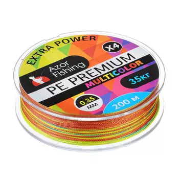 Леска плетеная AZOR FISHING PE Премиум Троллинг 4 нити, 200м, многоцветная