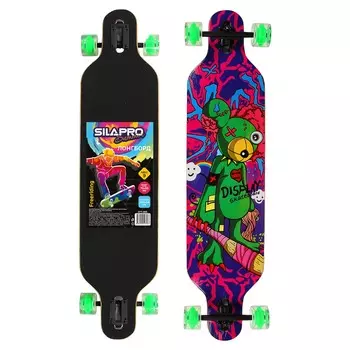 Лонгборд 104х24см, АВЕС 9 (70х50мм) LED ПУ колес., дер. (клен 9 сл.), нагр 120кг, Freeriding, SILAPR