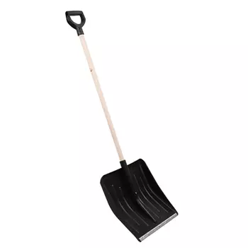 Лопата снеговая 428х490мм пластмассовая с деревянным черенком и V-обр ручкой, черная