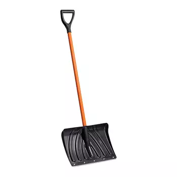 Лопата снеговая 500х380мм пластмассовая с деревянным черенком и V-обр ручкой, черная
