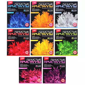 ЛОРИ Набор для выращивания кристаллов, хим.реактивы, 13,5х11,3х4см, 10+, 8 цветов