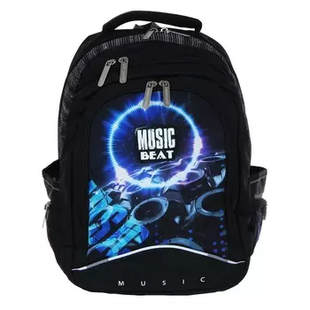 Мьюзик Бит Рюкзак подростковый, 41x30x20см, ПЭ, 3 отд, 4 карм, эргоном. спинка, уплотн.лямки