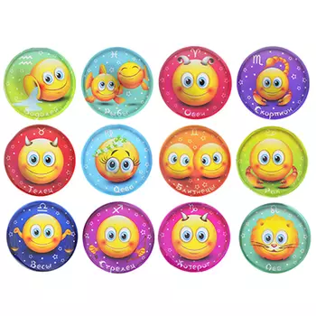 Магнит, 4х4х1,4см, стекло, Знаки зодиаков, 12 дизайнов, Дизайн ГЦ