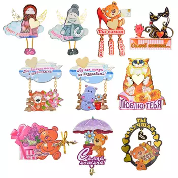 Магнит многослойный, 7,5х7,5 см, 10 дизайнов, ХДФ