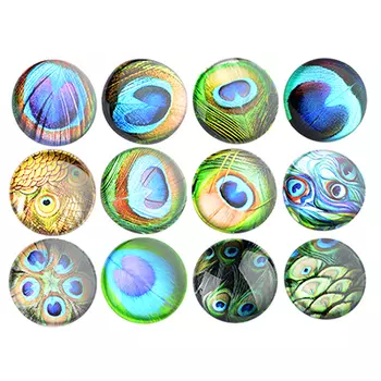 Магнит стеклянный перо Жар-птицы, 4 см