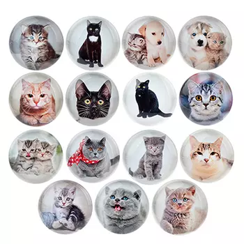 Магнит стеклянный с изображением животных, 4см