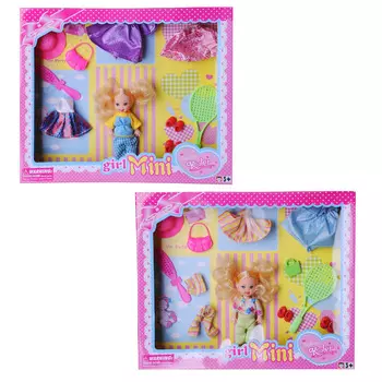 Маленькая куколка с аксессуарами, пластик, полиэстер, 9см, 2 дизайна, 2813A/B