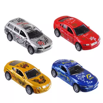 Машинка Городская 8см, металлическая, открывающиеся двери, 8х2х3,5см, 4 дизайна