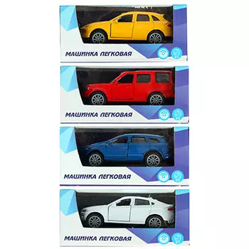 Машинка Легковая 8,5см, металлическая, инерционная, 8,5х2,5х3,5см, 4 дизайна