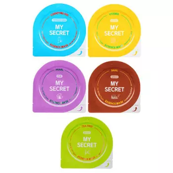 Маска для лица MY SECRET, 25г, 6 видов: Collagen/Coenzyme/Vitamin/Tea Tree/Pearl/Snail