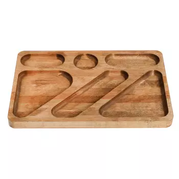 Менажница прямоугольная, 6 секций, 30х20х1,8см, дерево