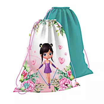 Мешок для сменной обуви на завязках, 34x43см, "Гимнастка", полиэст