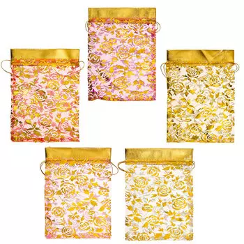 Мешок из органзы, 13х18см, "Розочки", 5-6 цветов