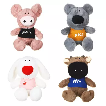 МЕШОК ПОДАРКОВ Игрушка мягкая в виде животного в футболке, 25см, плюш, 4 дизайна