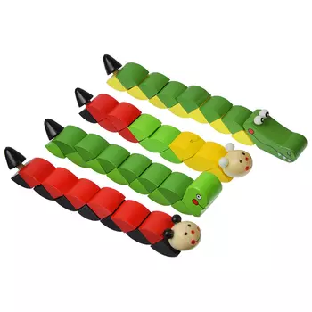 МЕШОК ПОДАРКОВ Игрушка-змейка "Животные", дерево, 17см, 4 дизайна