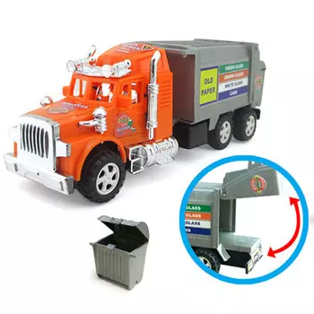 МЕШОК ПОДАРКОВ Машинка фрикционная "Мусоровоз с контейнером", пластик, 25,5х14,5х6см