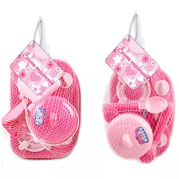 МЕШОК ПОДАРКОВ Набор детской посуды с плитой "Розовый", пластик, 20х12х10см, 2 дизайна, 100991475