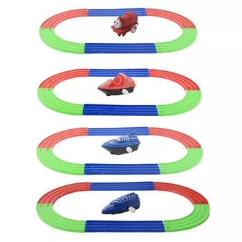 МЕШОК ПОДАРКОВ Паровоз заводной с рельсами, 7 дет., 21х15х1см