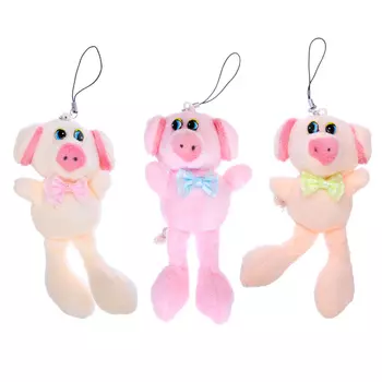 МЕШОК ПОДАРКОВ Подвеска "Свинка", полиэстер, 13 см, 3 цвета