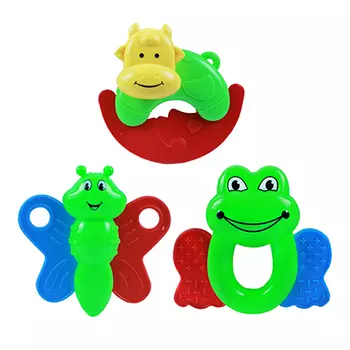 МЕШОК ПОДАРКОВ Погремушка-грызунок Бабочка/Бегемот/Лягушка, АБС, 10/12х10/11х3/4см, 3 дизайна