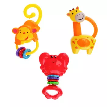МЕШОК ПОДАРКОВ Погремушка Краб/Обезьяна/Жираф, пластик, 8х12/13х2/4см, 3 дизайна