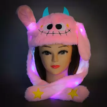 МЕШОК ПОДАРКОВ Шапка "Ушки-попрыгушки", свет, полиэстер, 50см, 10 дизайнов