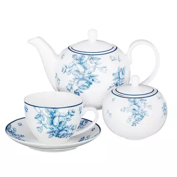 MILLIMI Амберли Набор чайный 14пр, чашка 270 мл, чайник 1100 мл, сахарница 400 мл, кост. фрф