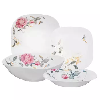 MILLIMI Анета Набор столовой посуды 13 пр., опаловое стекло, квадратная форма, 19019