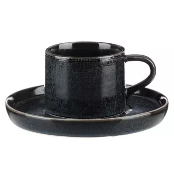MILLIMI Блэк Джинс Набор чайный 2пр, чашка 220мл, блюдце 16см, керамика