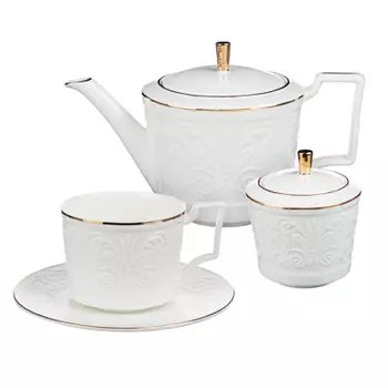 MILLIMI Да Винчи Набор чайный 14 пр., чашка 270мл, 15см, чайник 1050мл, сахарница 300мл, кост. фрф