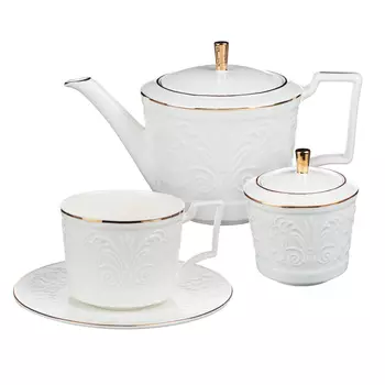 MILLIMI Да Винчи Набор чайный 14 пр., чашка 270мл, 15см, чайник 1050мл, сахарница 300мл, кост. фрф