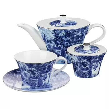 MILLIMI Дивный лес Набор чайный 14 пр., чашка 270мл, 16см, чайник 650мл, сахарница 230мл, кост. фрф