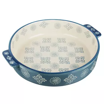 MILLIMI Форма для запекания и сервировки круглая с ручками, керамика, 25,5х22,5х5см, 1200мл, серый