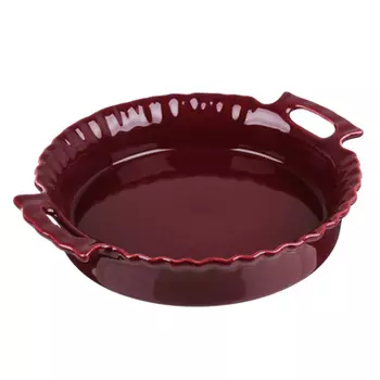 MILLIMI Форма для запекания и сервировки круглая с ручками, керамика, 25х22х5см, бордо