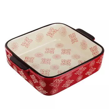 MILLIMI Форма для запекания и сервировки квадратная с ручками, керамика, 18х15х5см, 700мл, красн