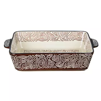 MILLIMI Форма для запекания и сервировки прямоугольная с ручками, керамика, 27,5х17,5х6см, шоколад