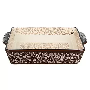 MILLIMI Форма для запекания и сервировки прямоугольная с ручками, керамика, 31х19,5х6,5см, шоколад