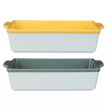 MILLIMI Форма для запекания и сервировки прямоугольная с ручками, керамика, 31х19,5х7,5см, 2 цвета