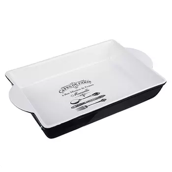 MILLIMI Кафе де Пари Форма д/запекания и салатов прямоуг. с ручк., 1500мл, 32х19,5х5см, керамика