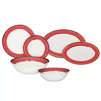 MILLIMI Красный Монфор Сервиз столовый 21пр, костяной фарфор