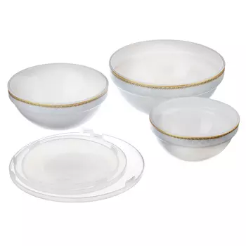 MILLIMI Кристина Набор салатников с крышками 3 пр.(10,5см, 13см, 15см), опаловое стекло, SW3T-16142C