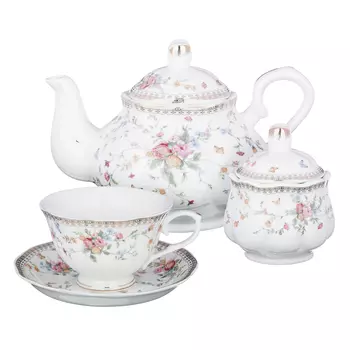 MILLIMI Ланжэ Набор чайный 14пр, чашка 250мл, чайник 1100мл, сахарница 500мл, кост. фрф