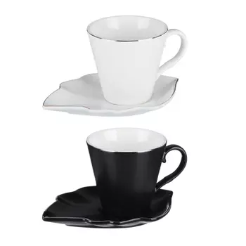 MILLIMI Лист блэк&amp;вайт Набор чайный 2 пр., 220мл, 16x11,5см, костяной фарфор, 2 цвета