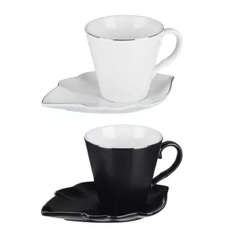 MILLIMI Лист блэк&amp;вайт Набор чайный 2 пр., 220мл, 16x11,5см, костяной фарфор, 2 цвета