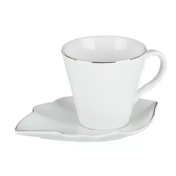 MILLIMI Лист вайт Набор чайный 12пр., 220мл, 16x11,5см, костяной фарфор